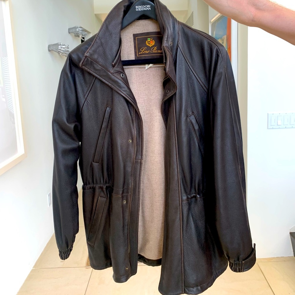 Dark brown leather Loro Piana coat